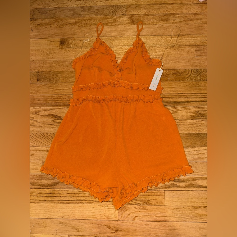 Iris Vibrant Orange Ruffled Pajama Set